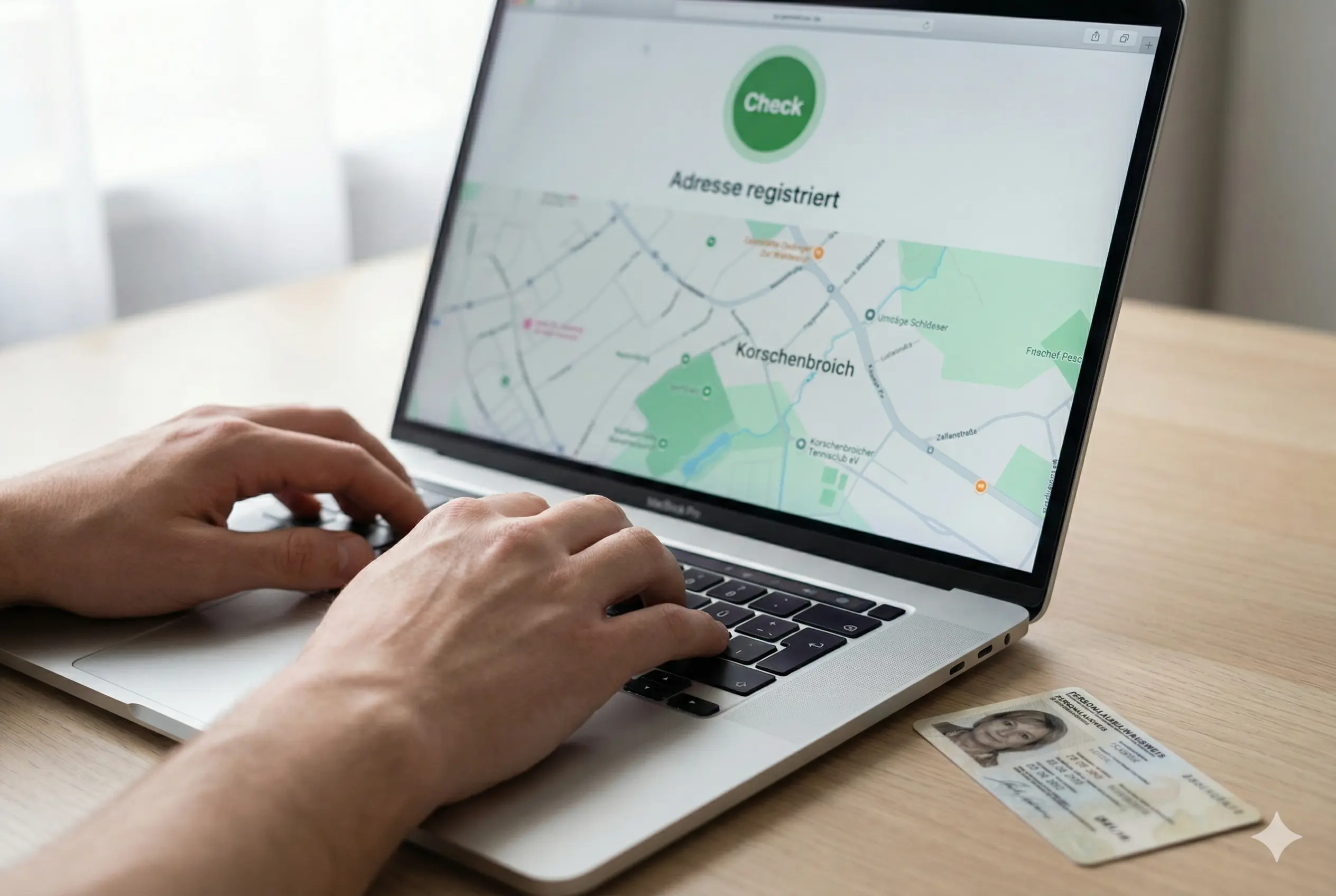 Bild eines Monitors auf dem jemand die Karte der Stadt Korschenbroich geöffnet hat.